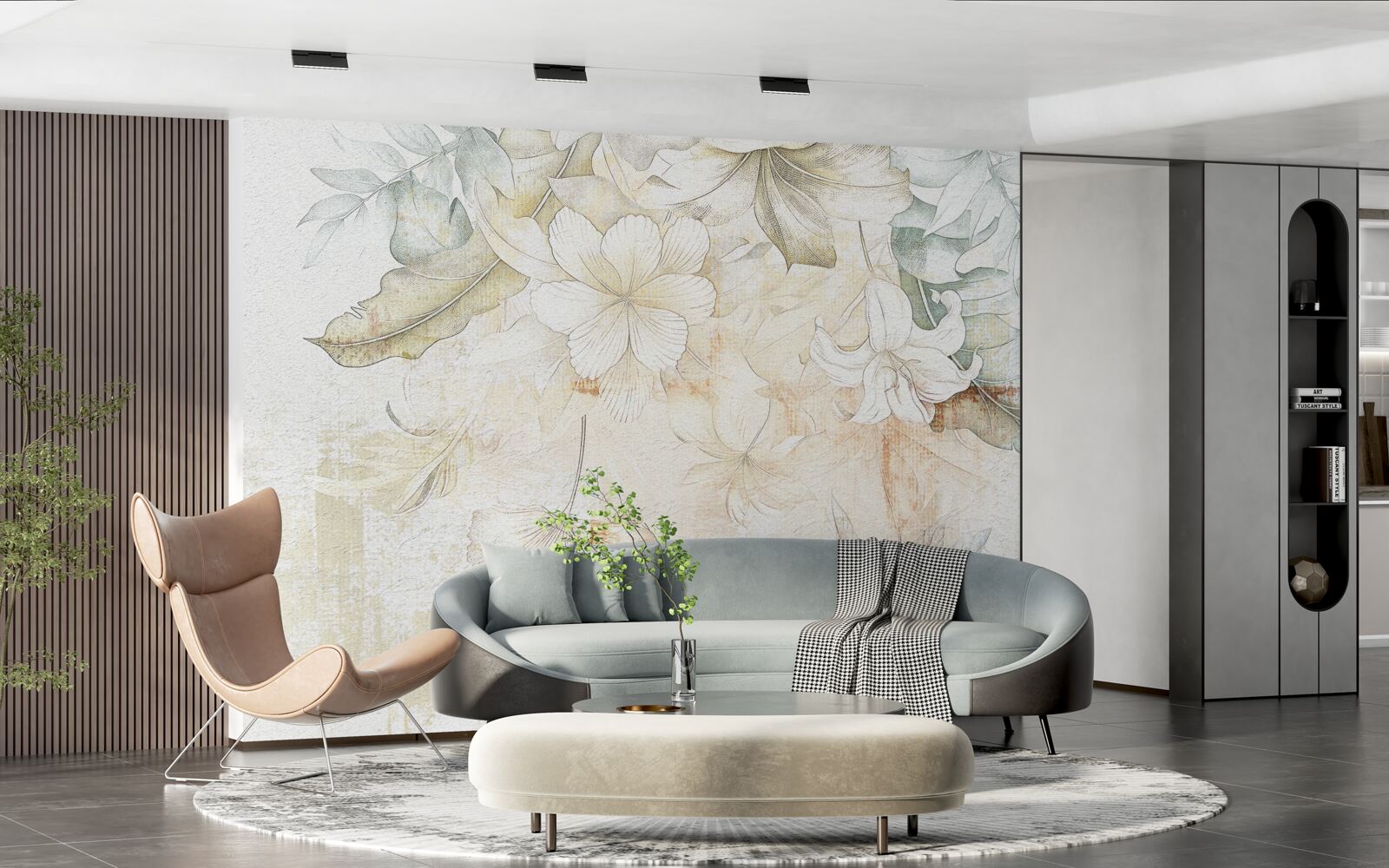 Fototapet frunze și flori tropicale