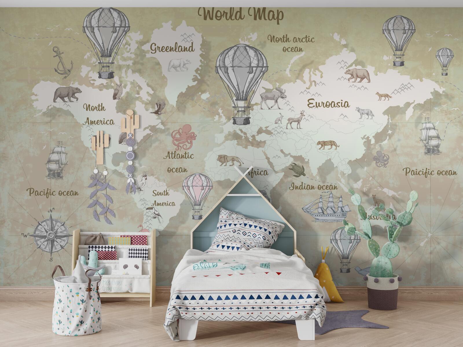 Fototapet hartă a lumii în culori calde