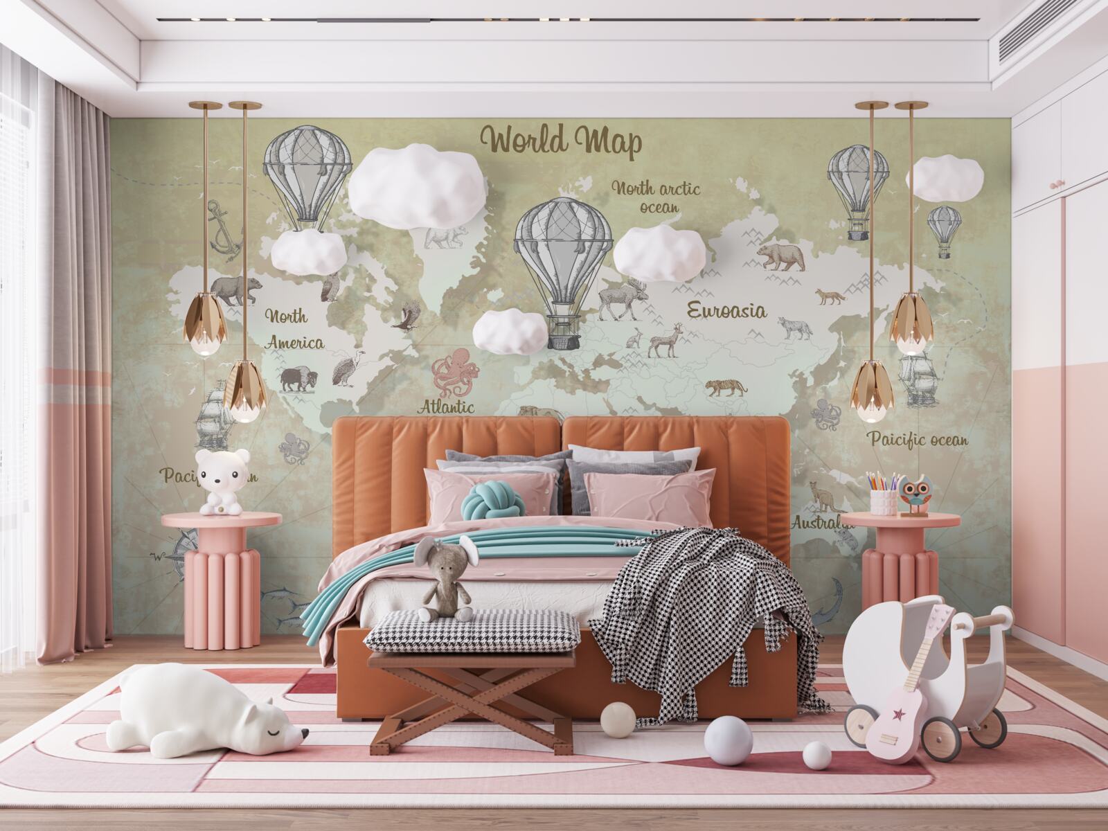 Fototapet hartă a lumii în culori calde