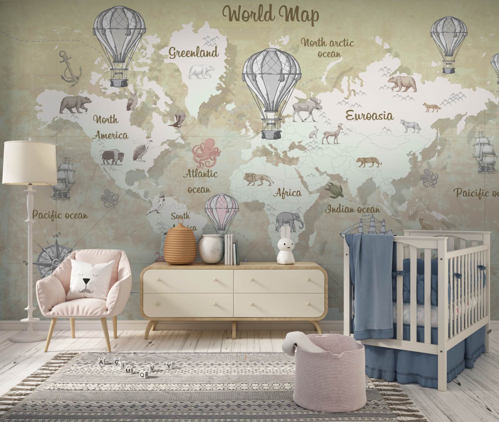 Fototapet hartă a lumii în culori calde