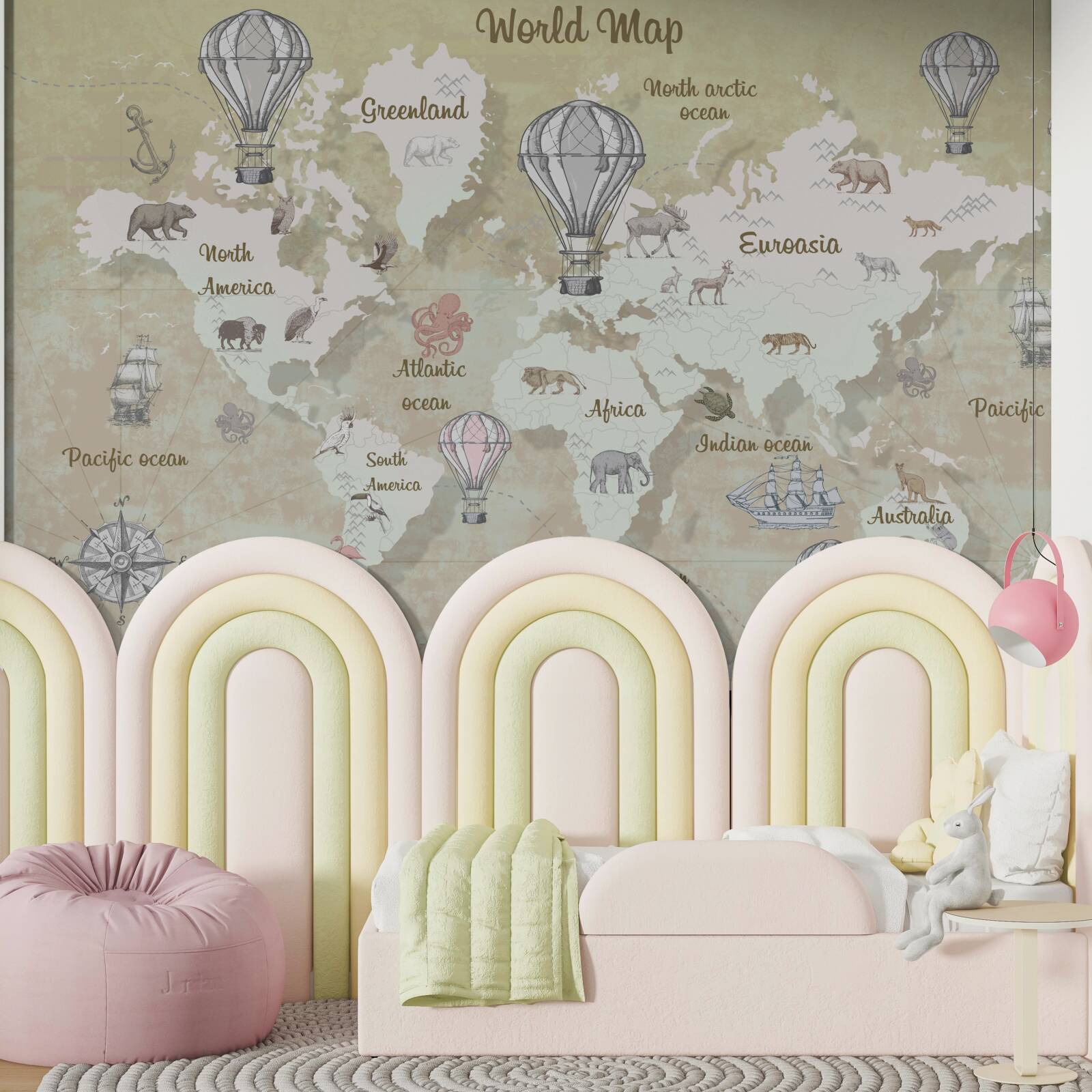 Fototapet hartă a lumii în culori calde