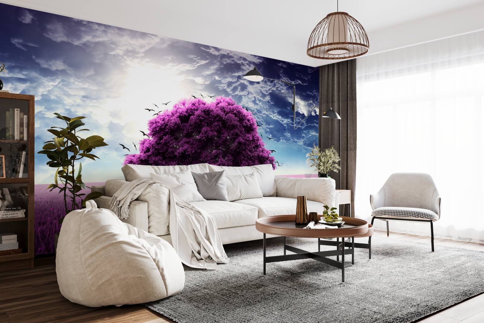 Fototapet copac cu flori de liliac