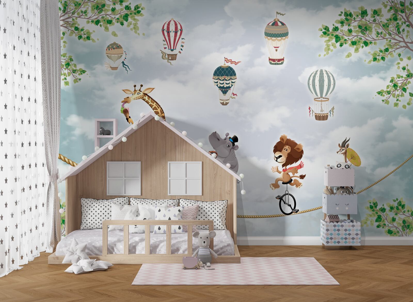 Fototapet acrobați pe o frânghie