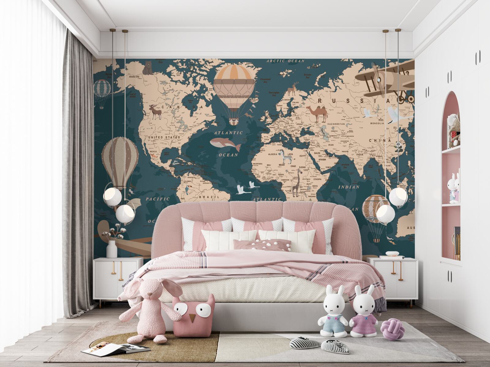 Fototapet harta lumii care arată transportul și populația