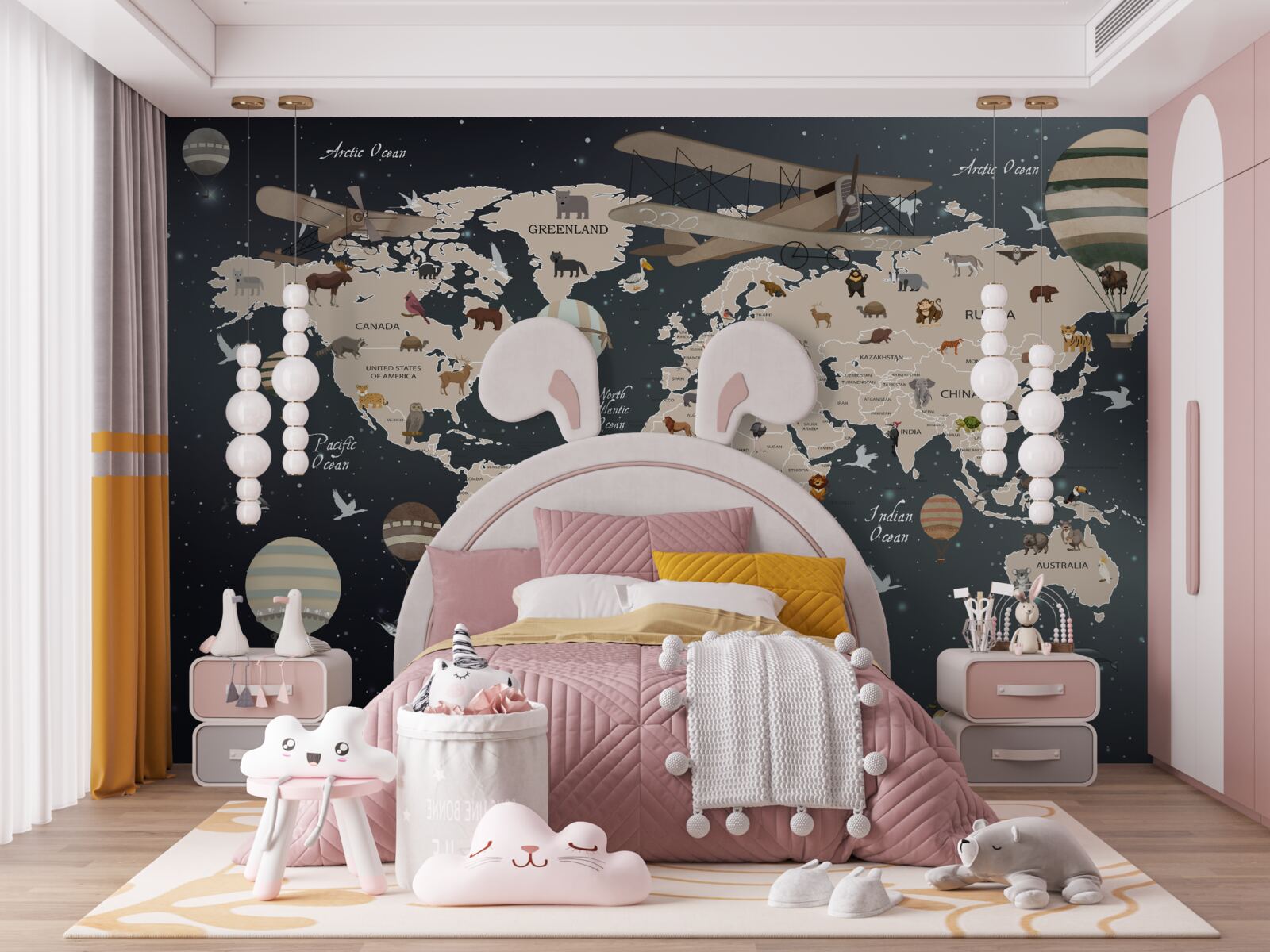 Fototapet harta lumii pe un fundal închis