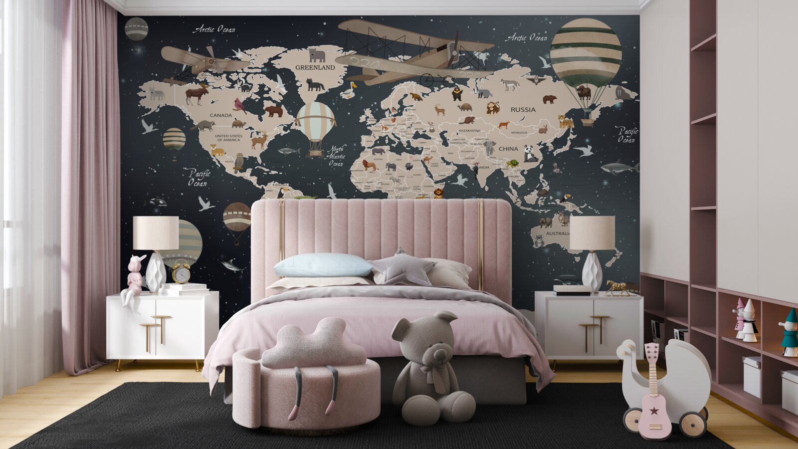 Fototapet harta lumii pe un fundal închis