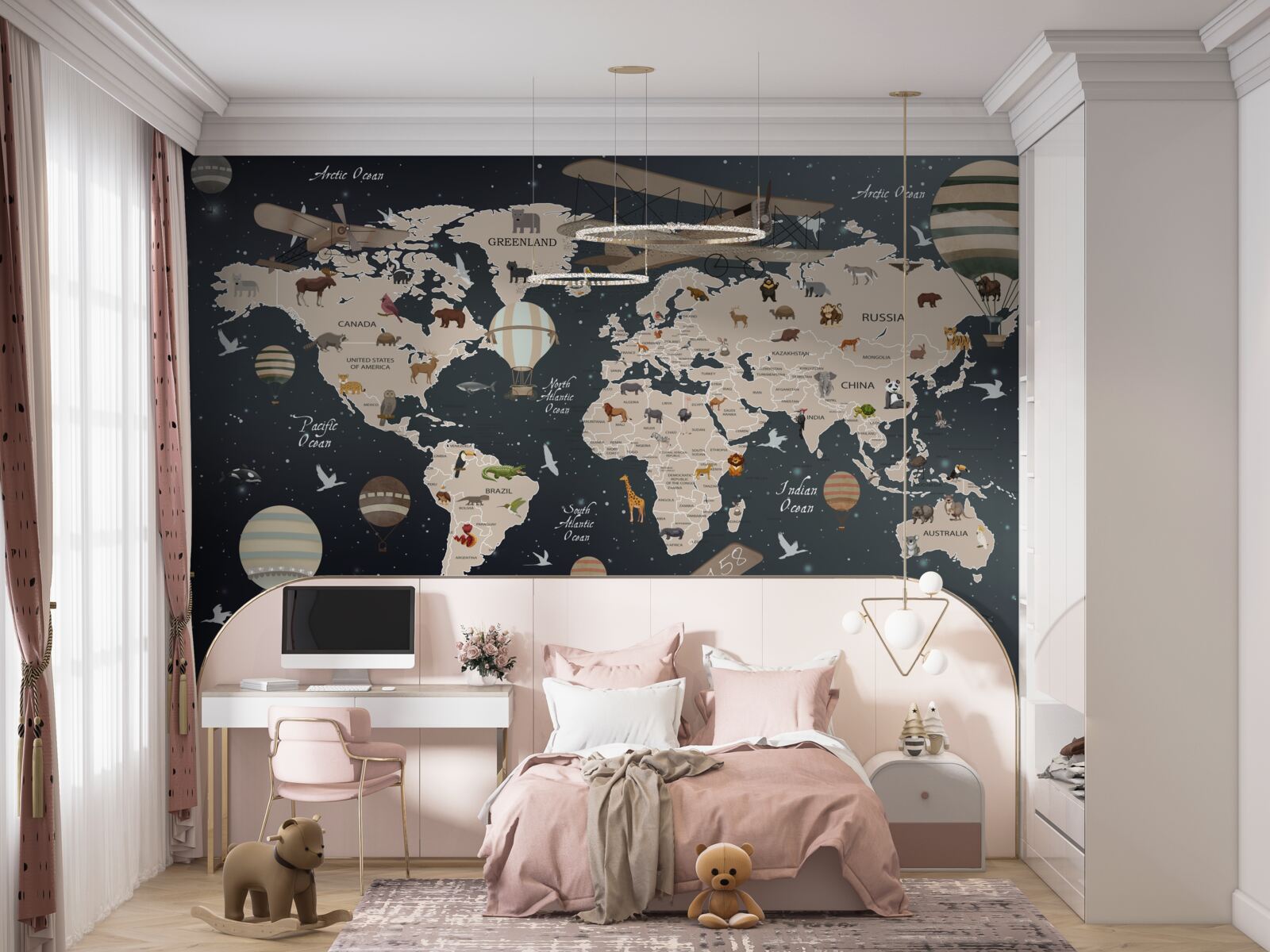 Fototapet harta lumii pe un fundal închis