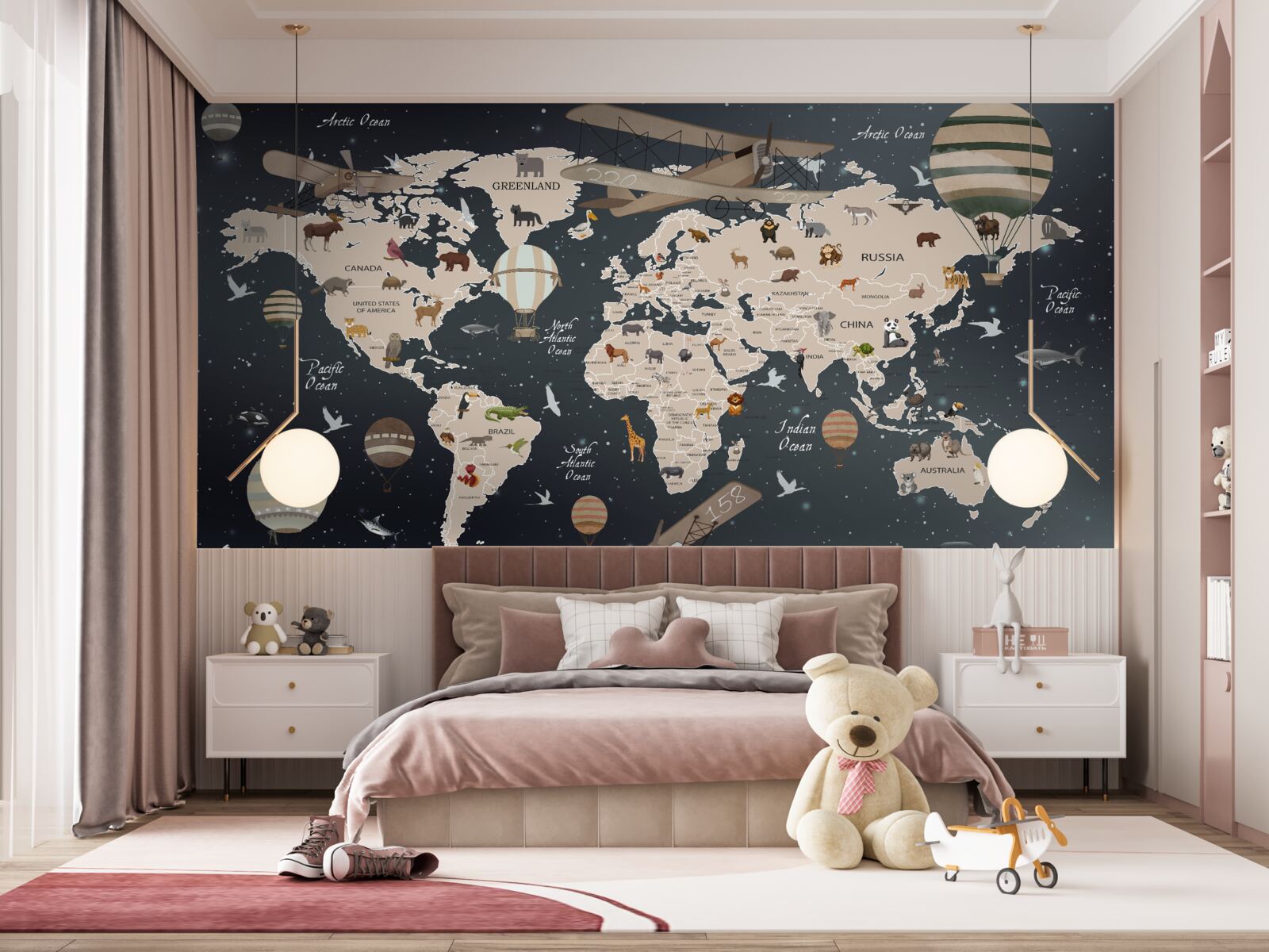 Fototapet harta lumii pe un fundal închis