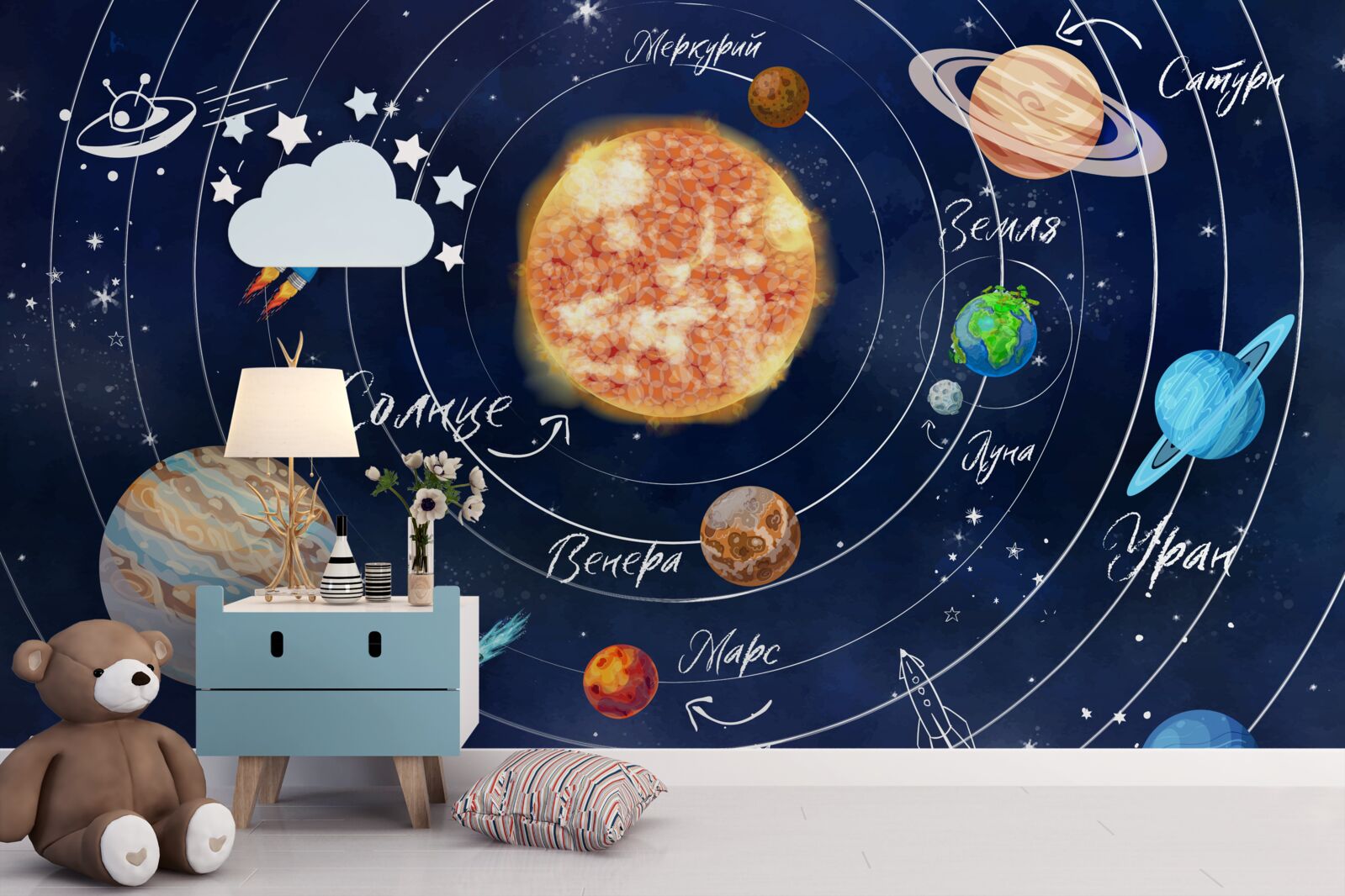 Fototapet planete și corpuri cerești în spațiu