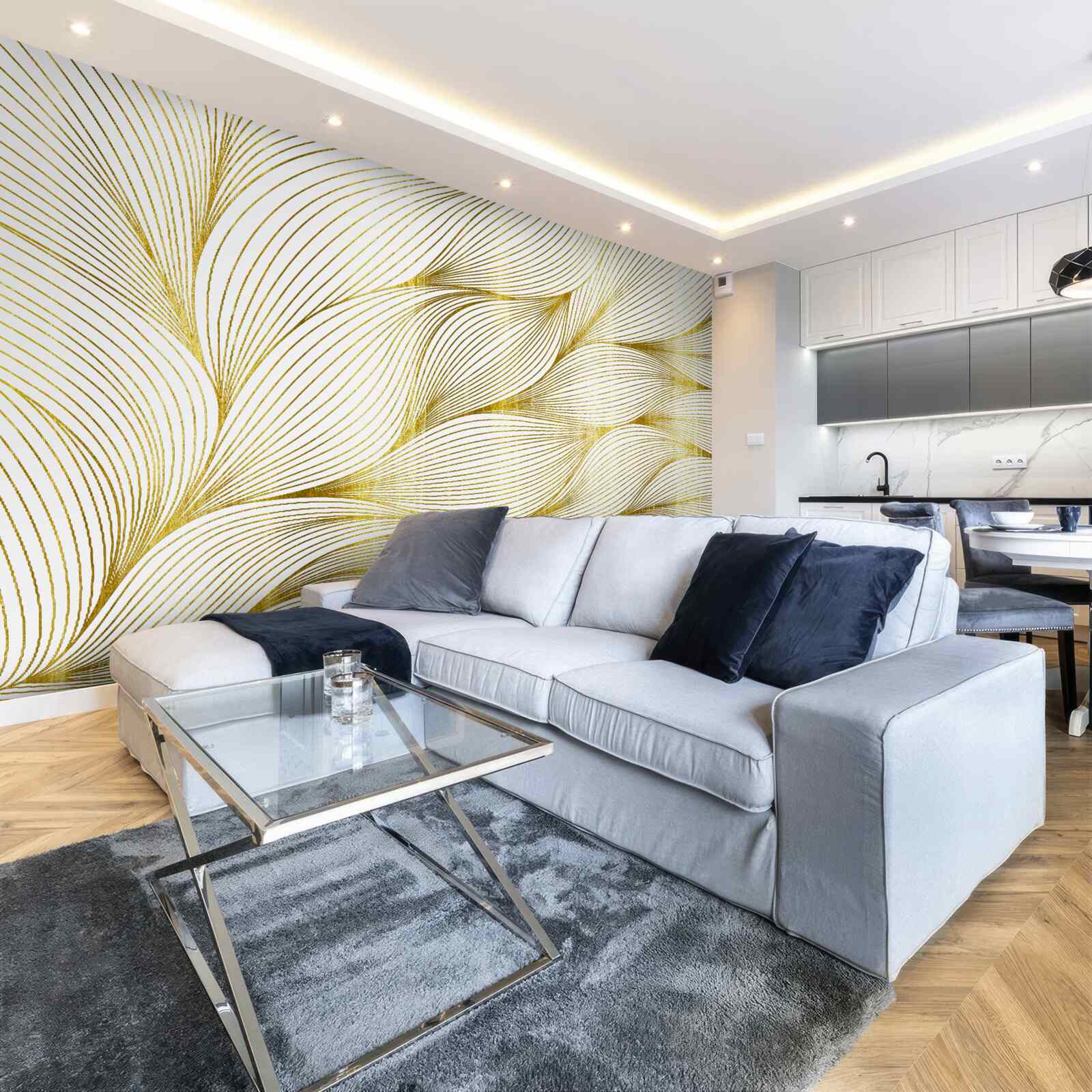 Fototapet frunzele au o nuanță aurie caldă