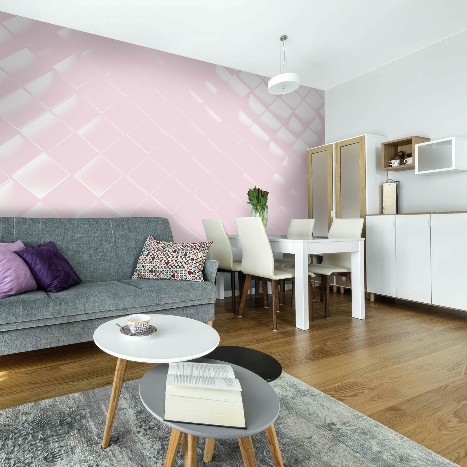 Fototapet Geometrie în nuanțe de alb și roz