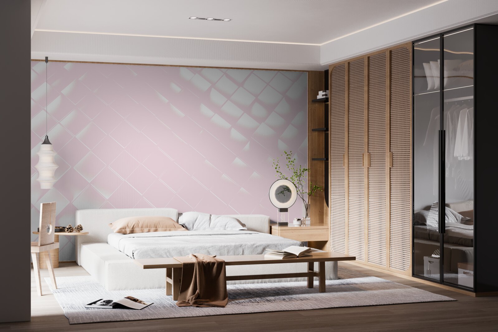 Fototapet Geometrie în nuanțe de alb și roz