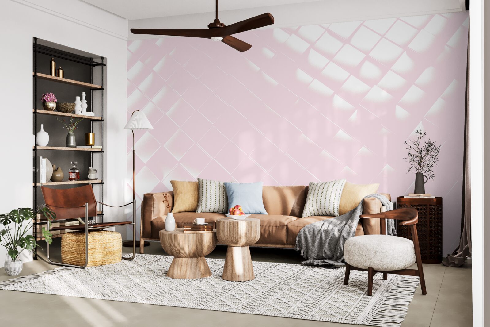 Fototapet Geometrie în nuanțe de alb și roz