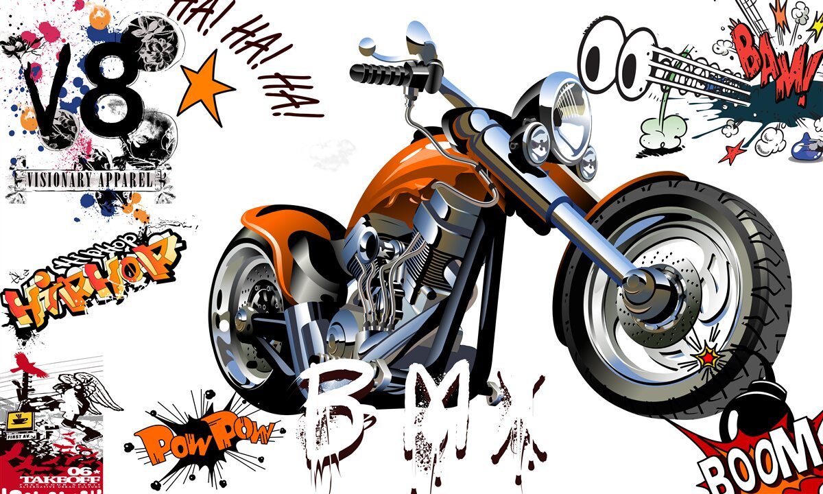 Fototapet motocicletă cu modele de text