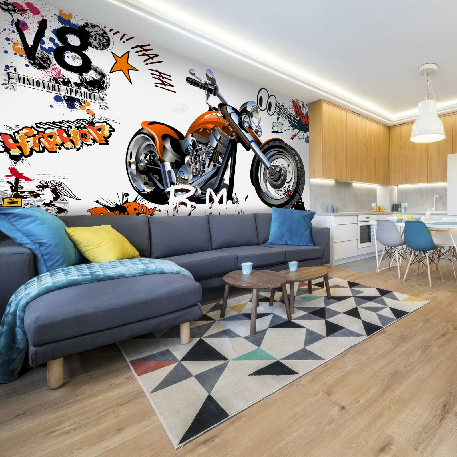 Fototapet motocicletă cu modele de text