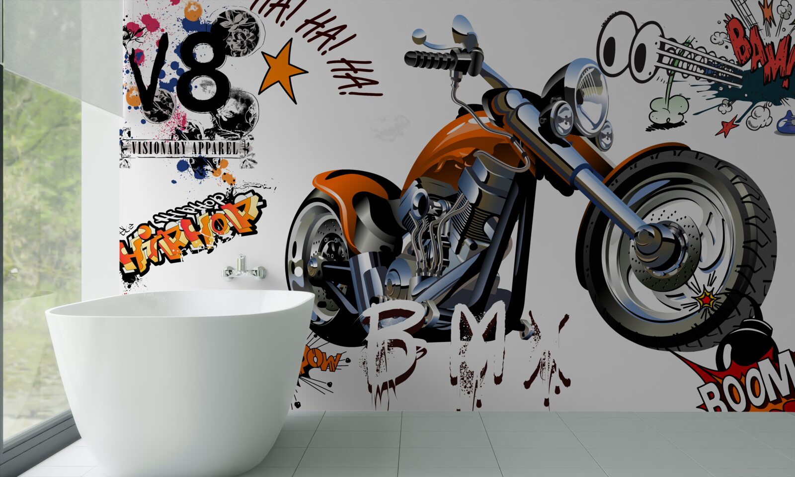 Fototapet motocicletă cu modele de text