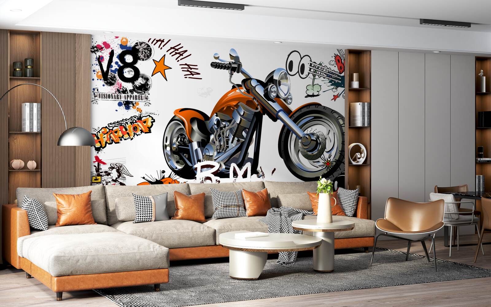 Fototapet motocicletă cu modele de text