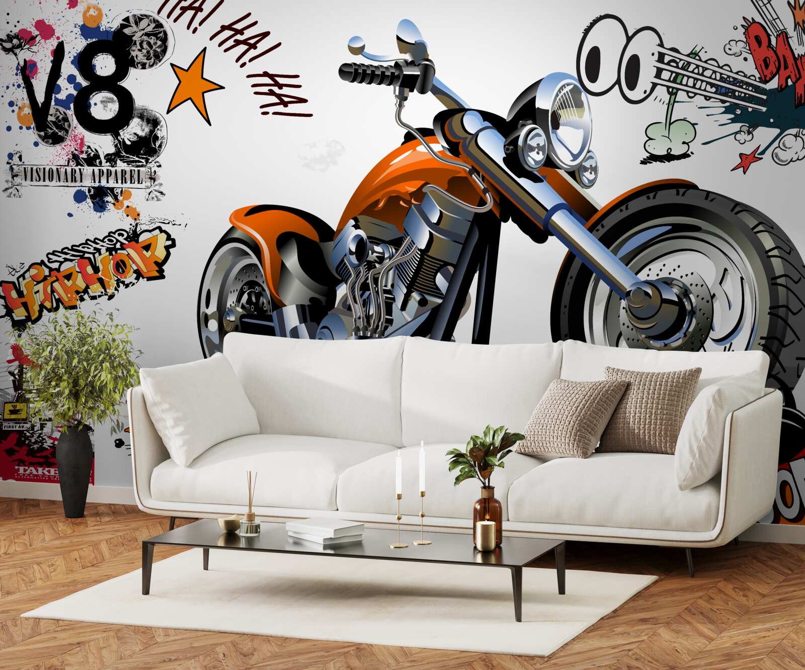 Fototapet motocicletă cu modele de text