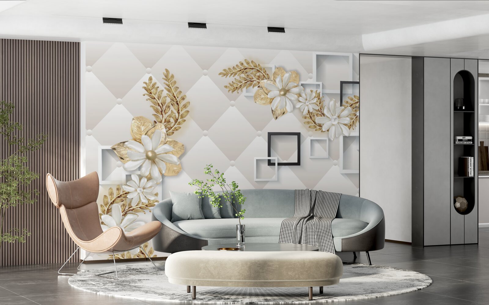 Fototapet aranjamente florale pătrate