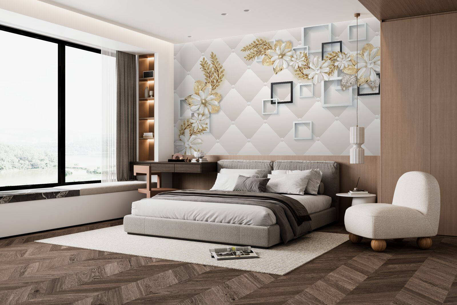 Fototapet aranjamente florale pătrate