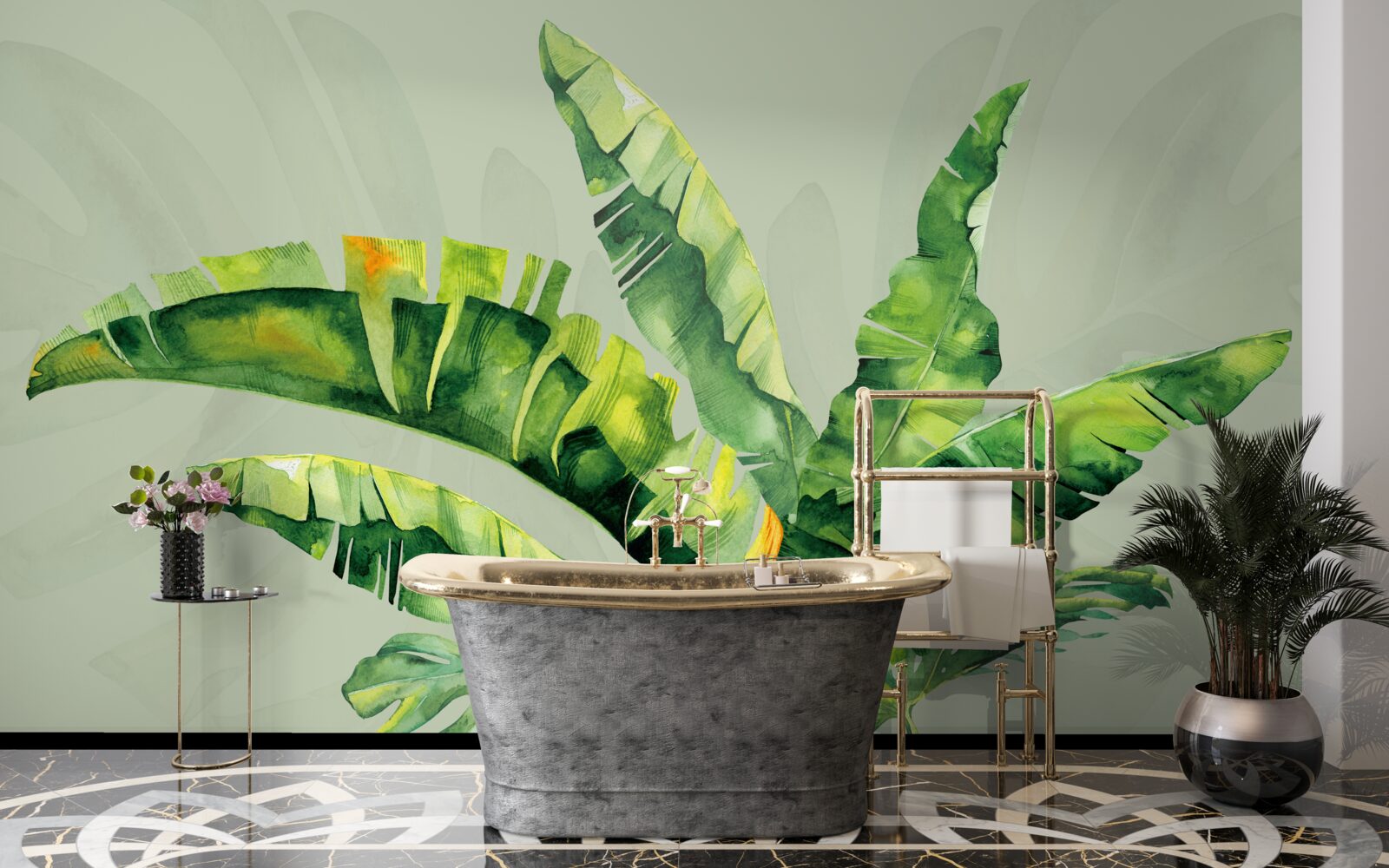 Fototapet monstera și ferigă verde