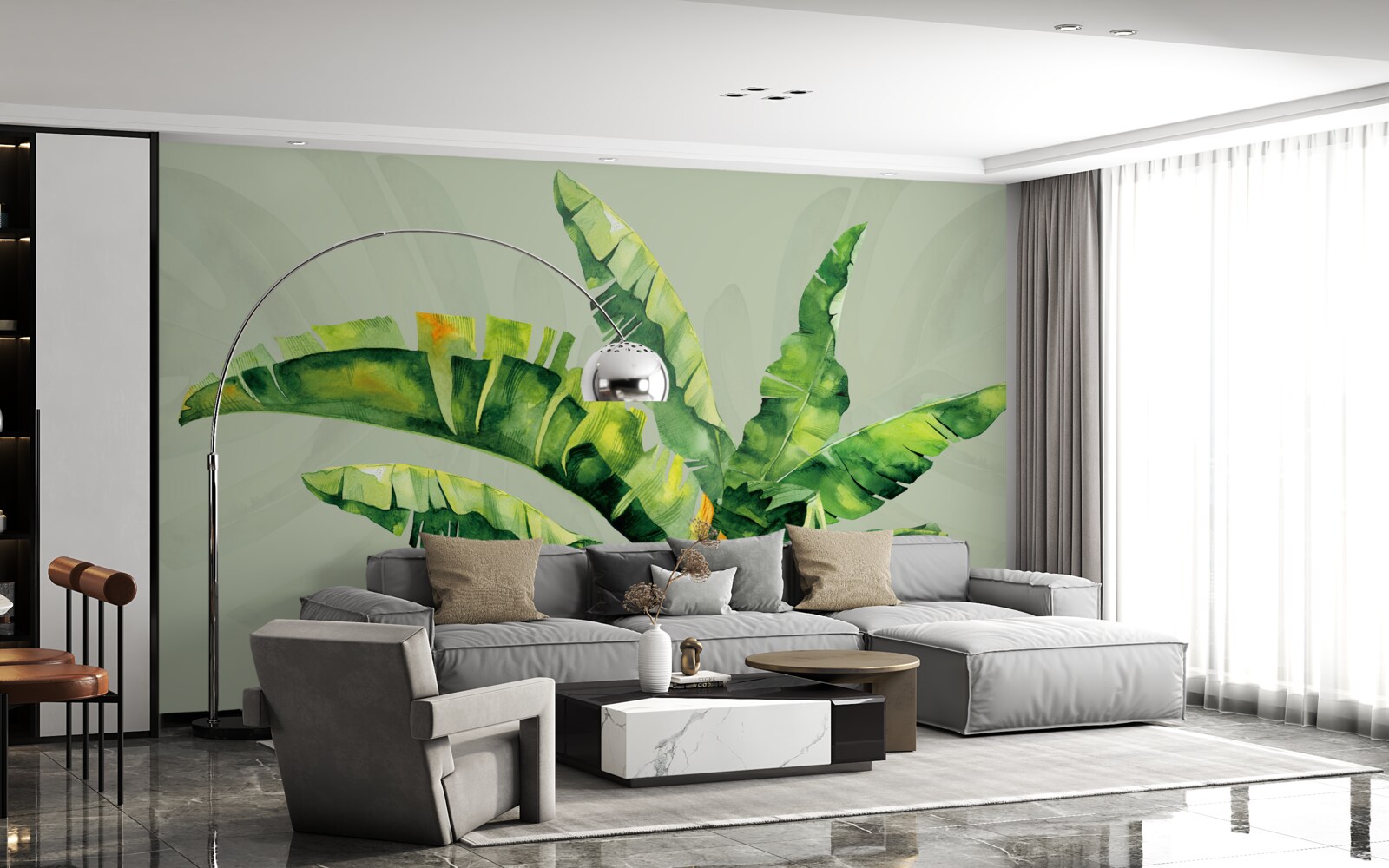 Fototapet monstera și ferigă verde