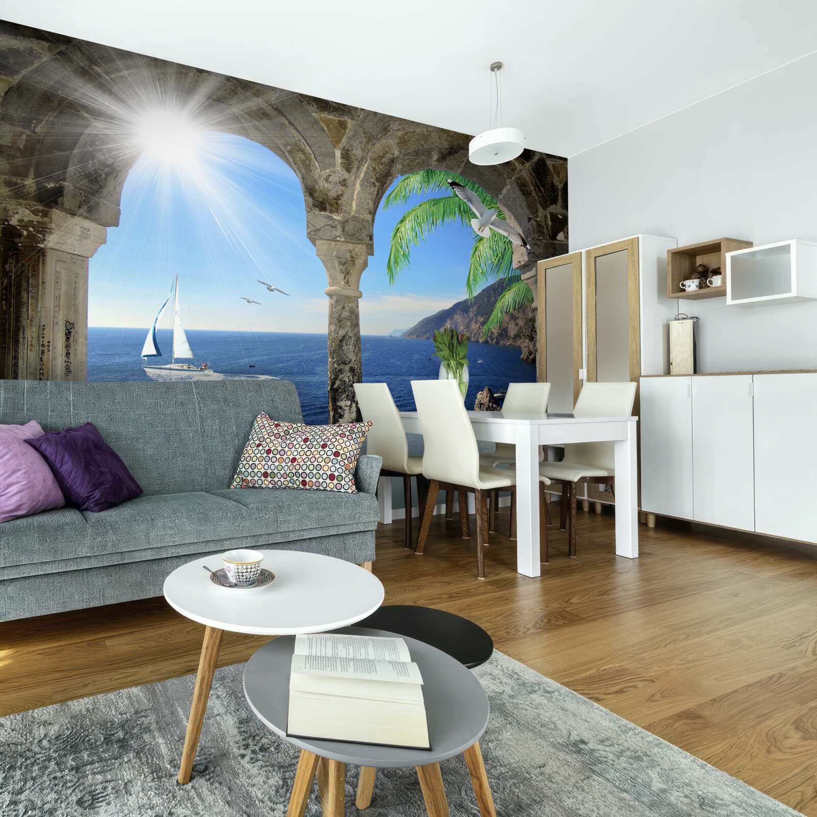 Fototapet arc antic cu vedere la mare