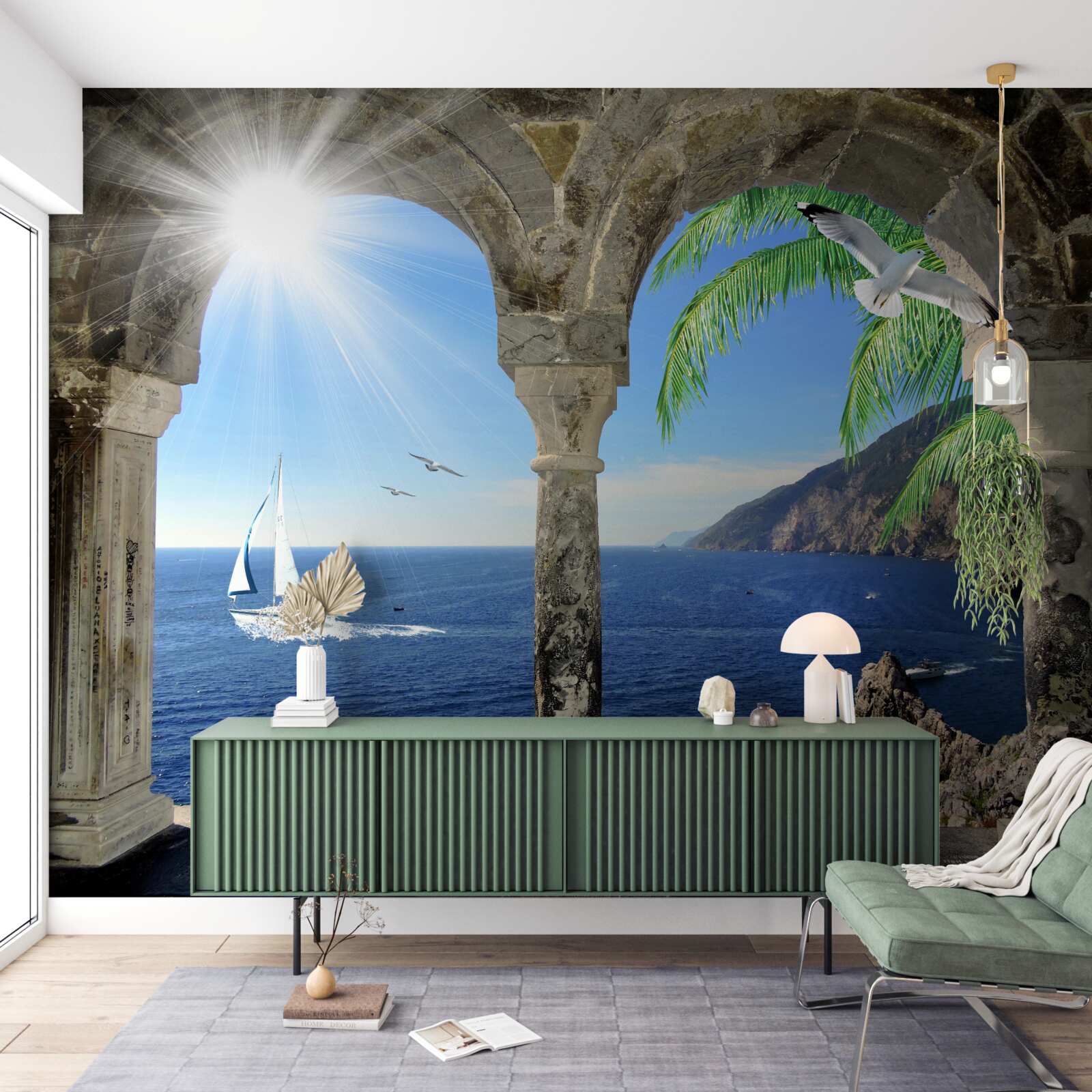 Fototapet arc antic cu vedere la mare