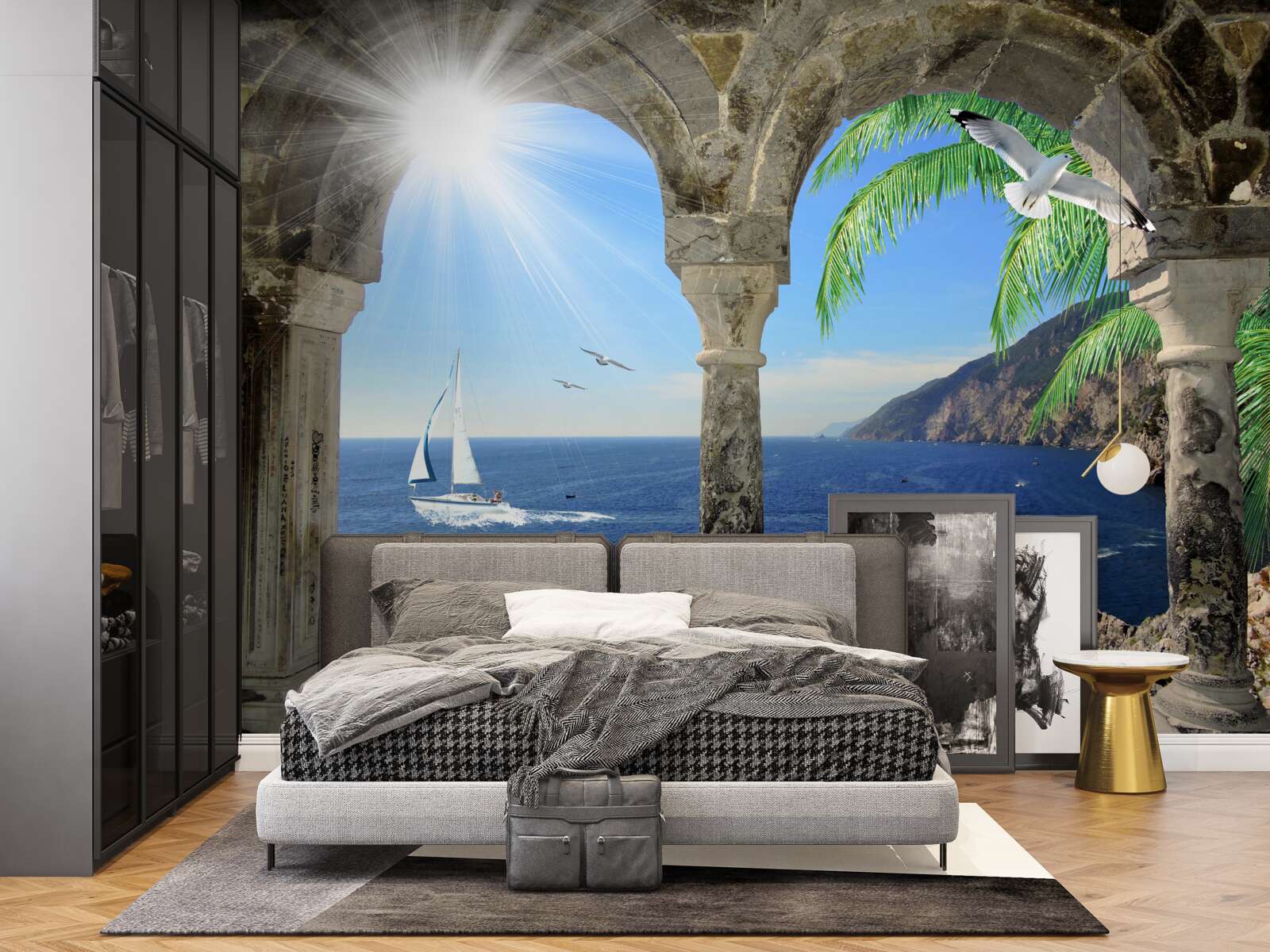 Fototapet arc antic cu vedere la mare