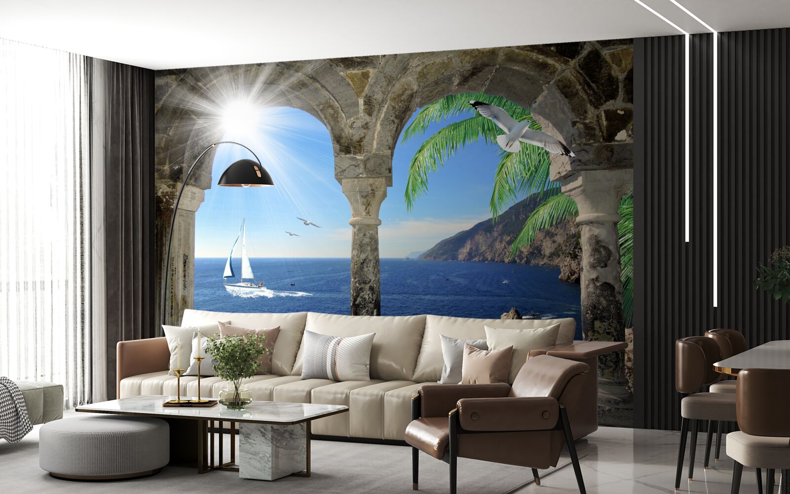 Fototapet arc antic cu vedere la mare