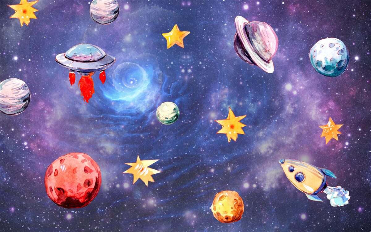 Fototapet locuitori ai spațiului și ai corpurilor cerești