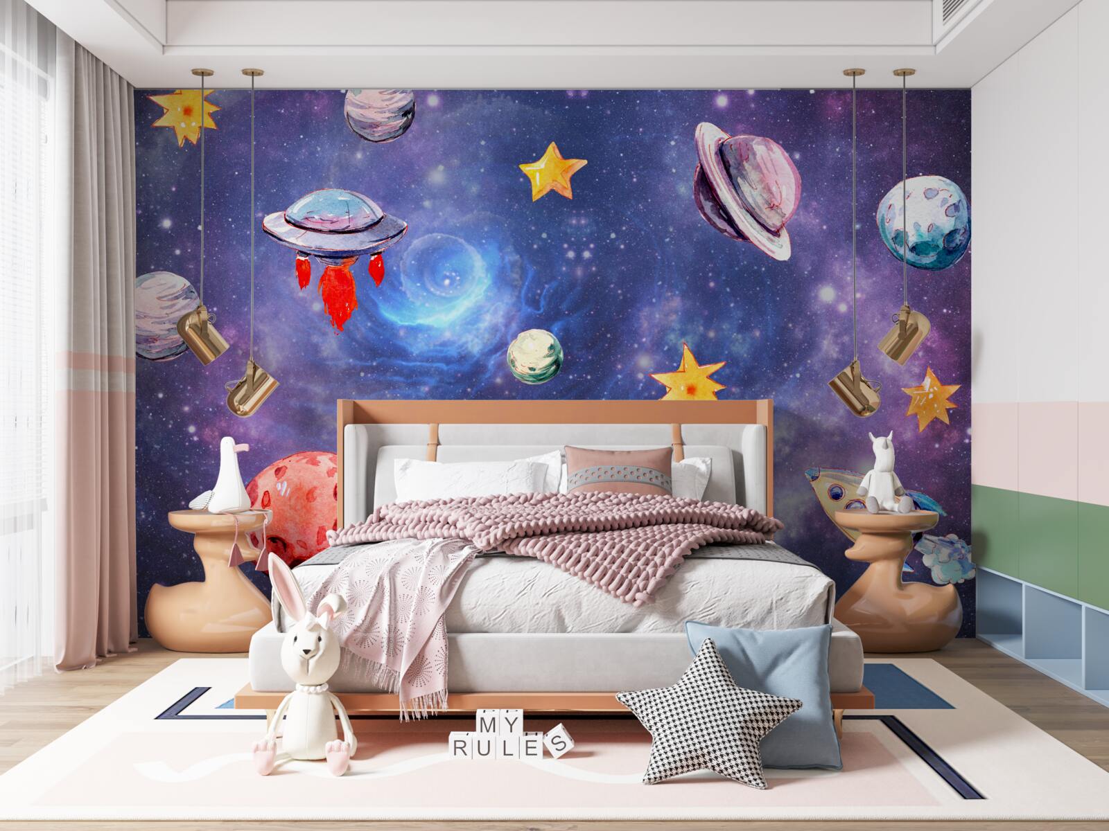 Fototapet locuitori ai spațiului și ai corpurilor cerești