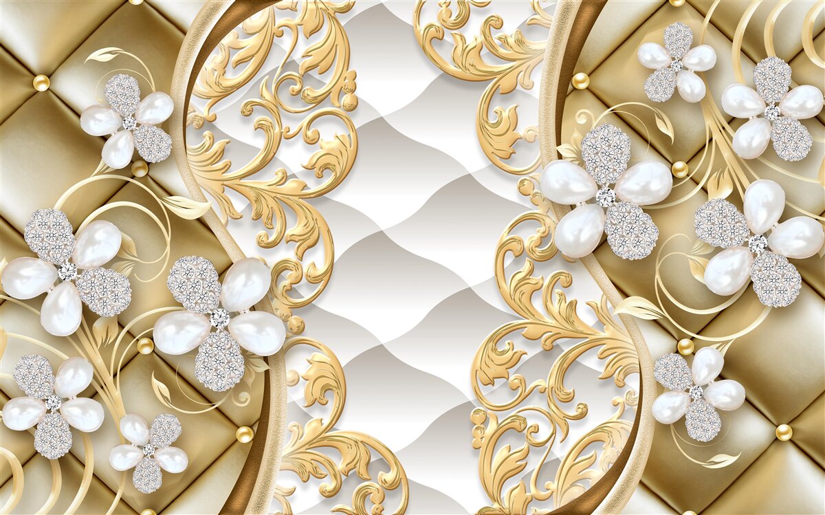 Fototapet bijuterii și metal cu motive florale