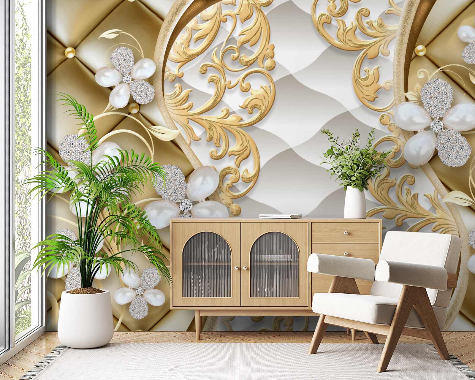 Fototapet bijuterii și metal cu motive florale