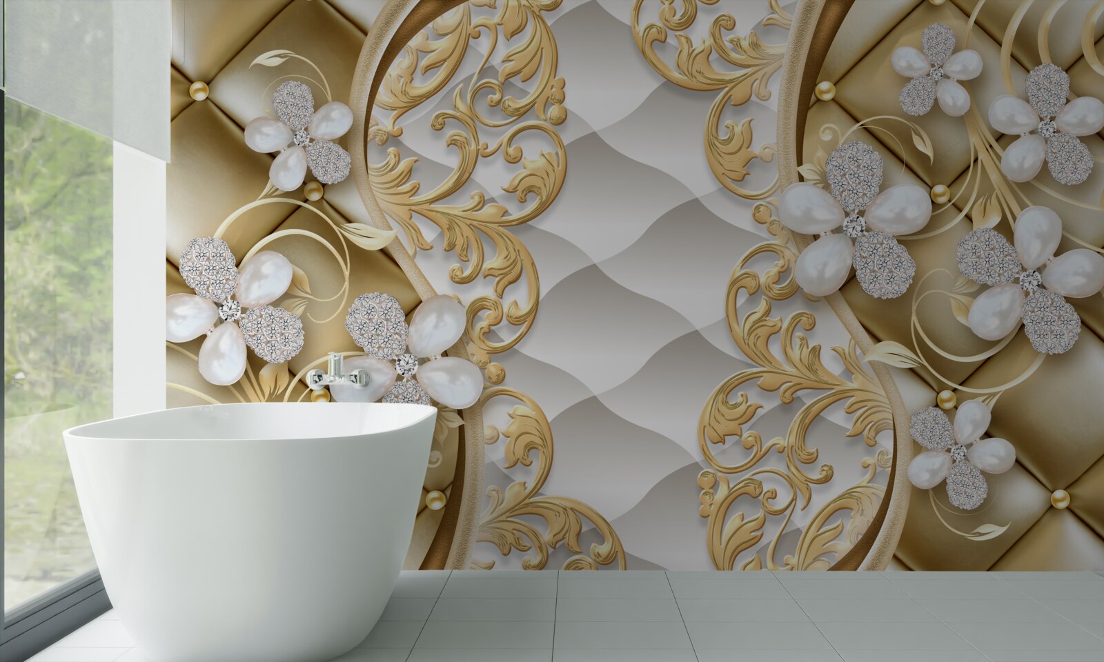 Fototapet bijuterii și metal cu motive florale