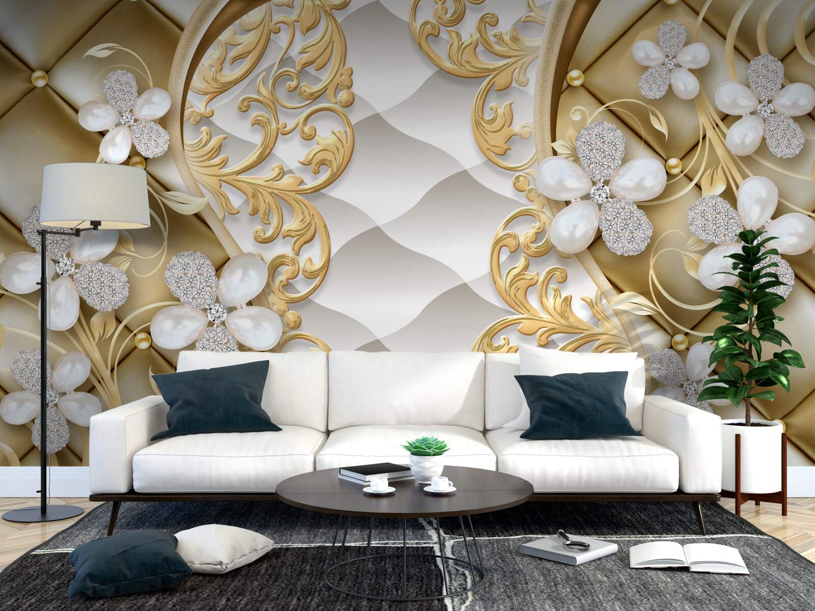 Fototapet bijuterii și metal cu motive florale