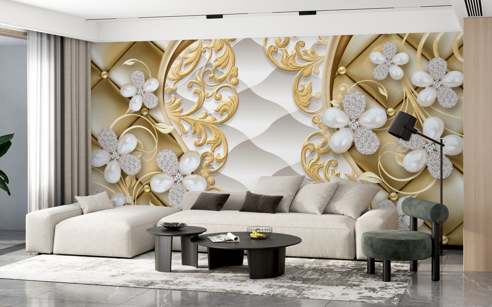 Fototapet bijuterii și metal cu motive florale