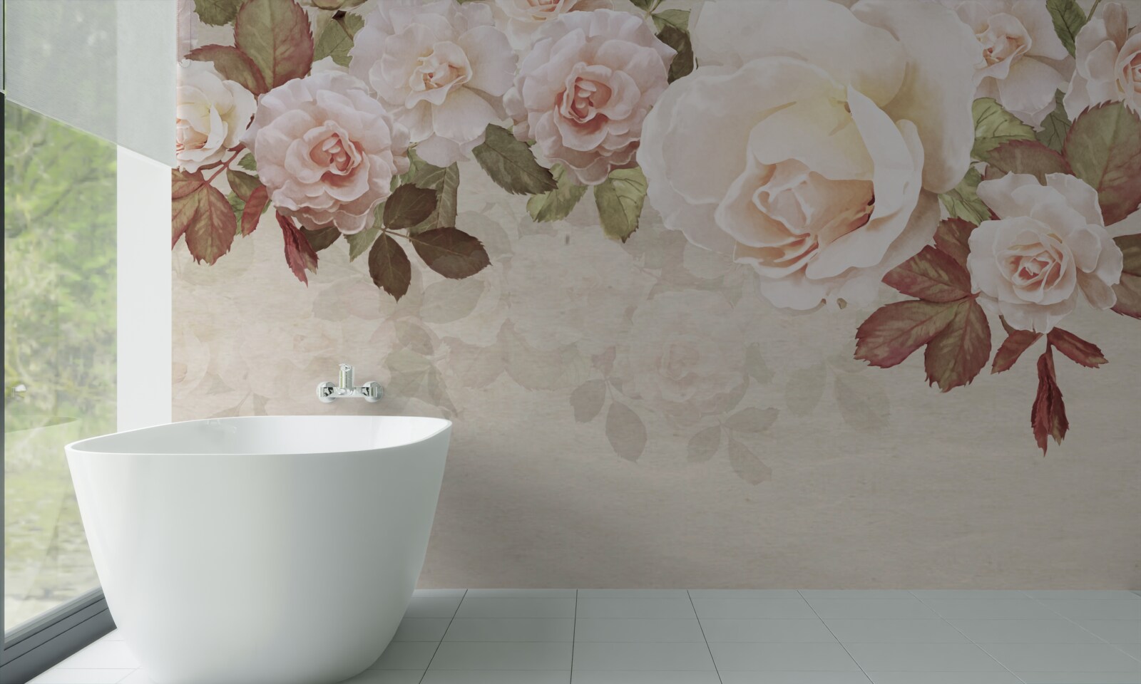 Fototapet muguri roz delicat realizați în acuarelă