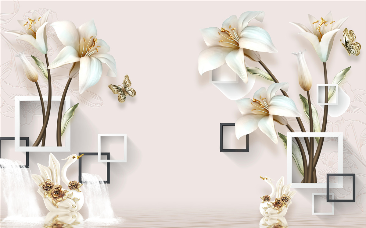 Fototapet rame de flori pătrate