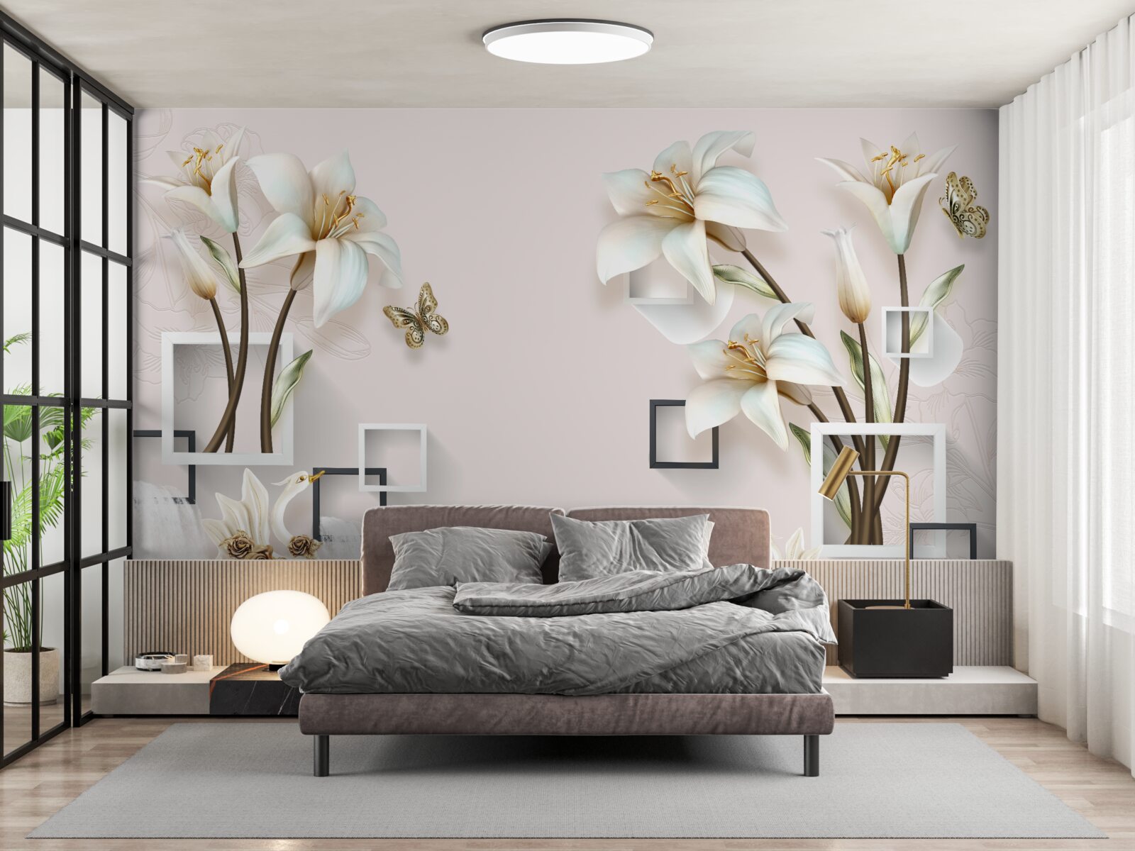 Fototapet rame de flori pătrate