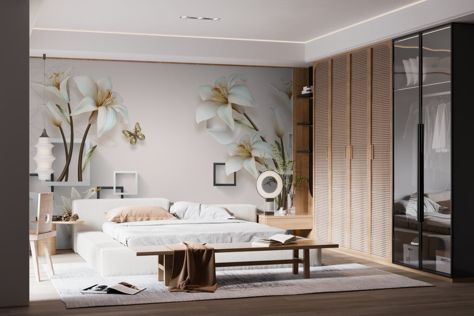 Fototapet rame de flori pătrate