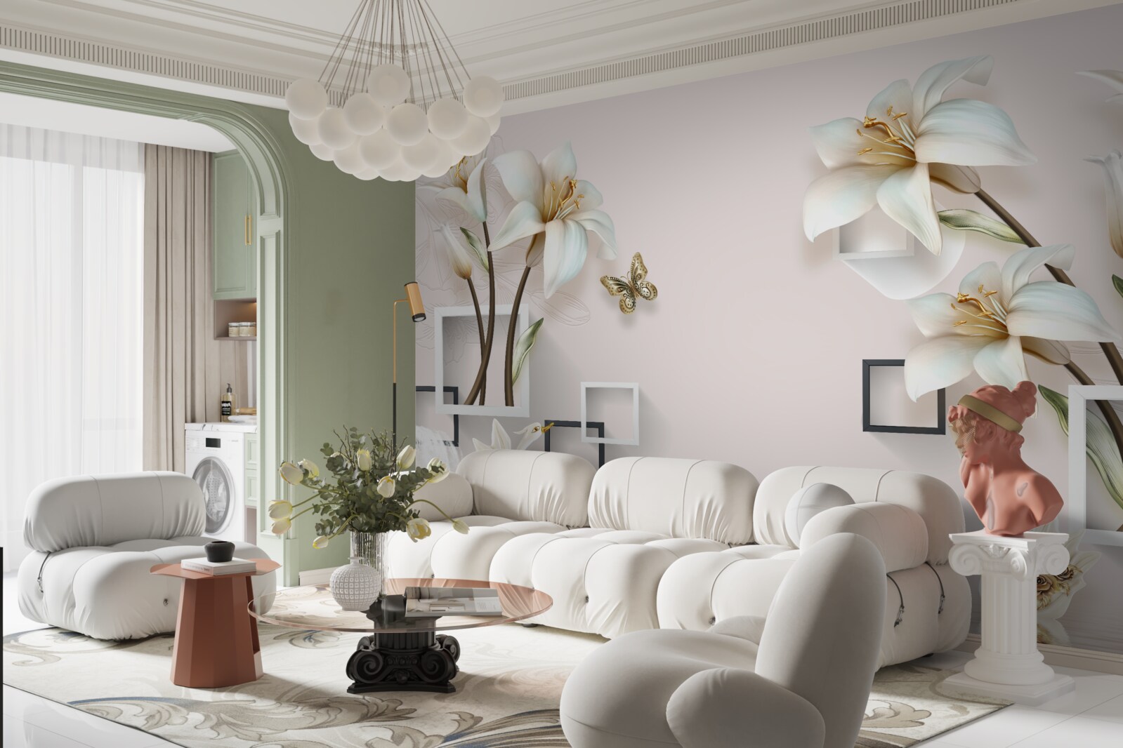 Fototapet rame de flori pătrate