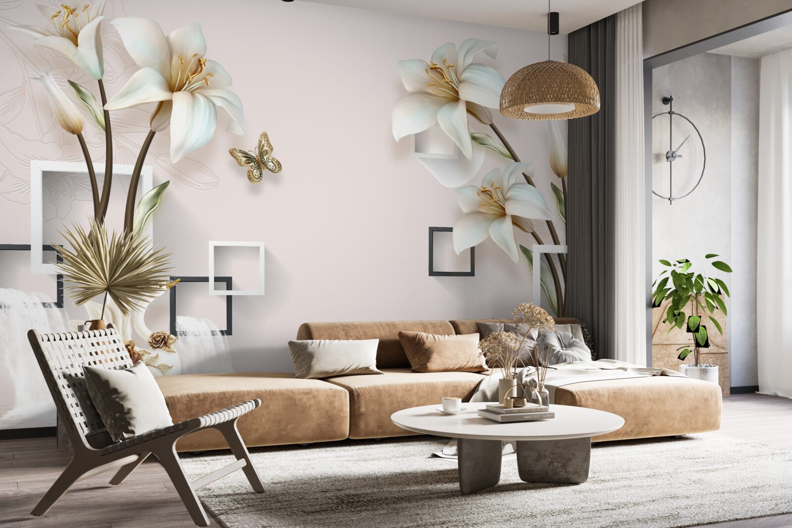 Fototapet rame de flori pătrate