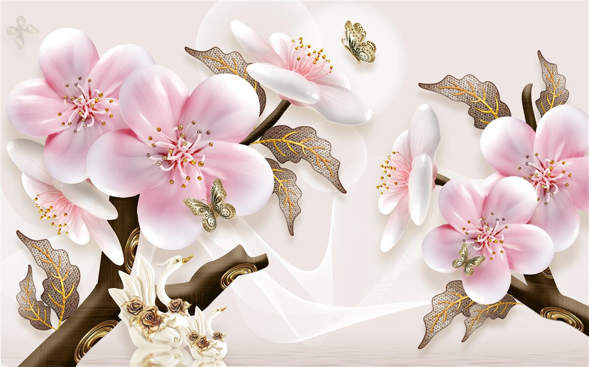 Fototapet muguri delicat înflorite