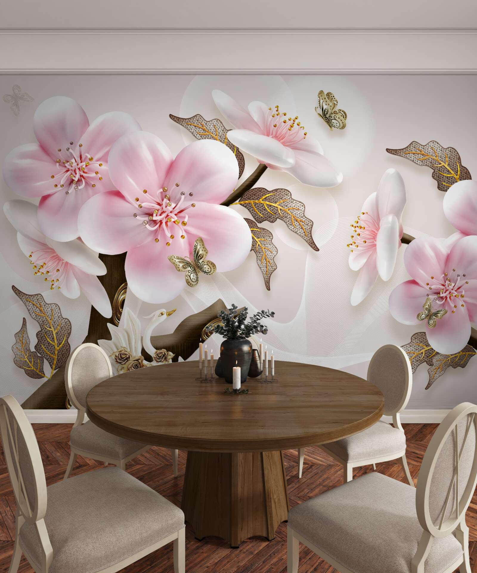 Fototapet muguri delicat înflorite