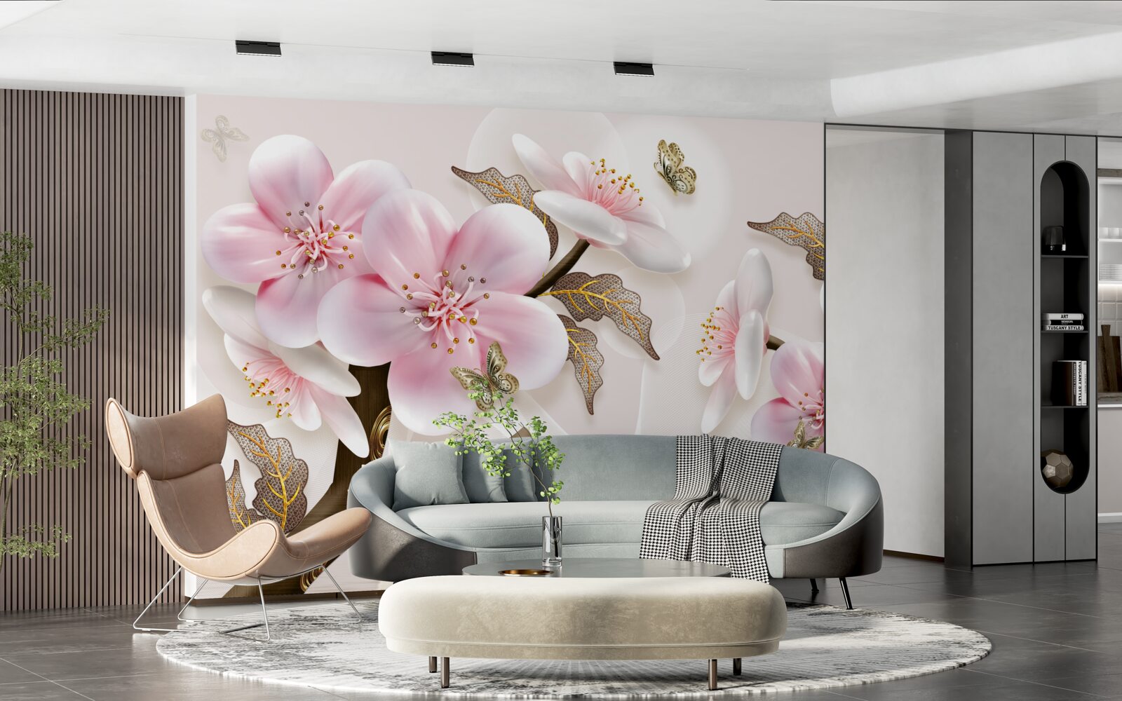 Fototapet muguri delicat înflorite