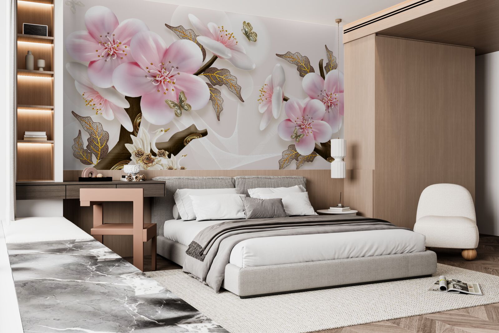 Fototapet muguri delicat înflorite