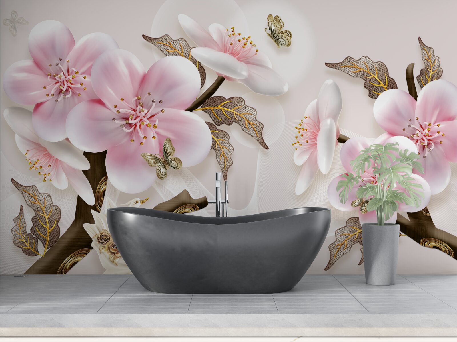 Fototapet muguri delicat înflorite