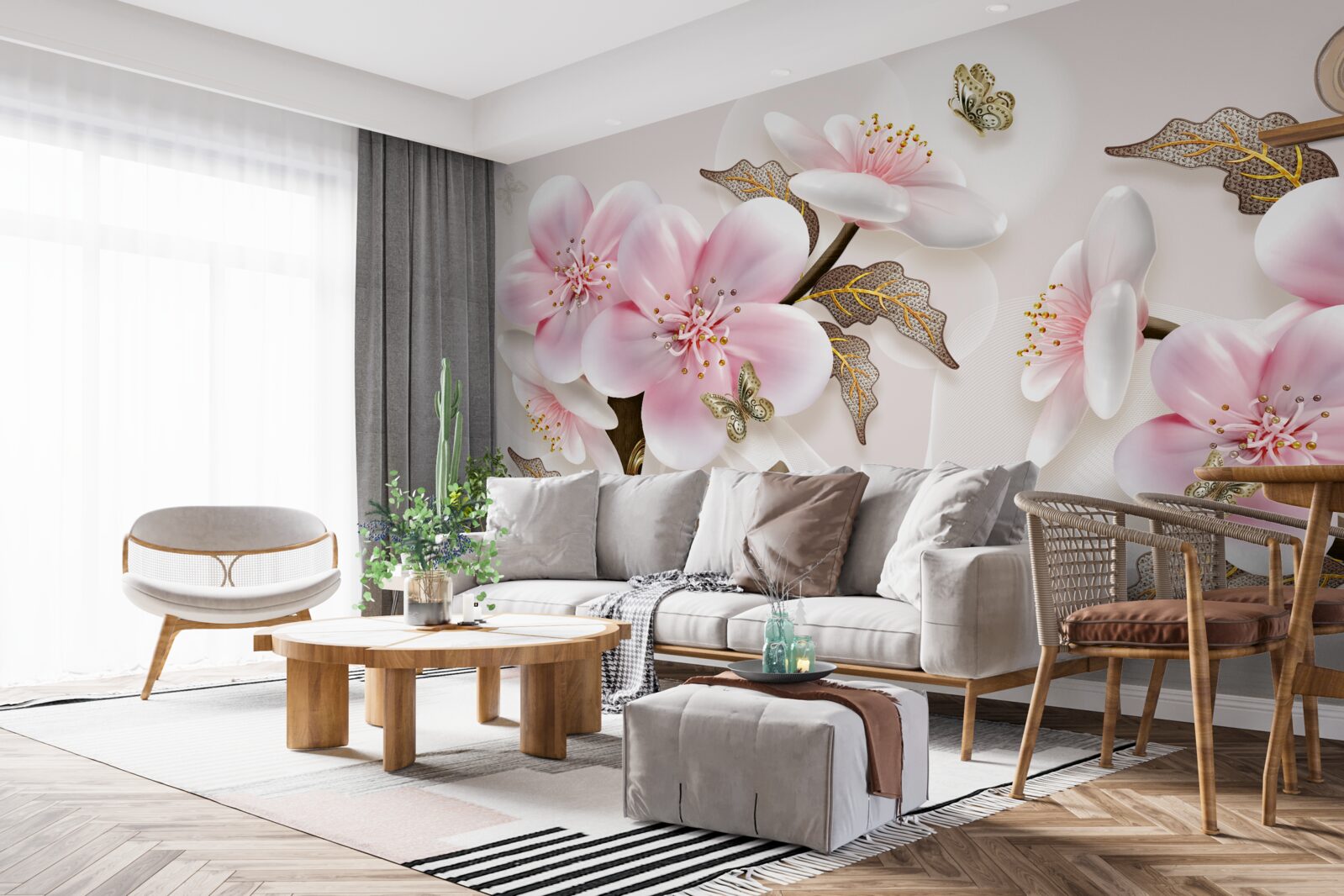 Fototapet muguri delicat înflorite