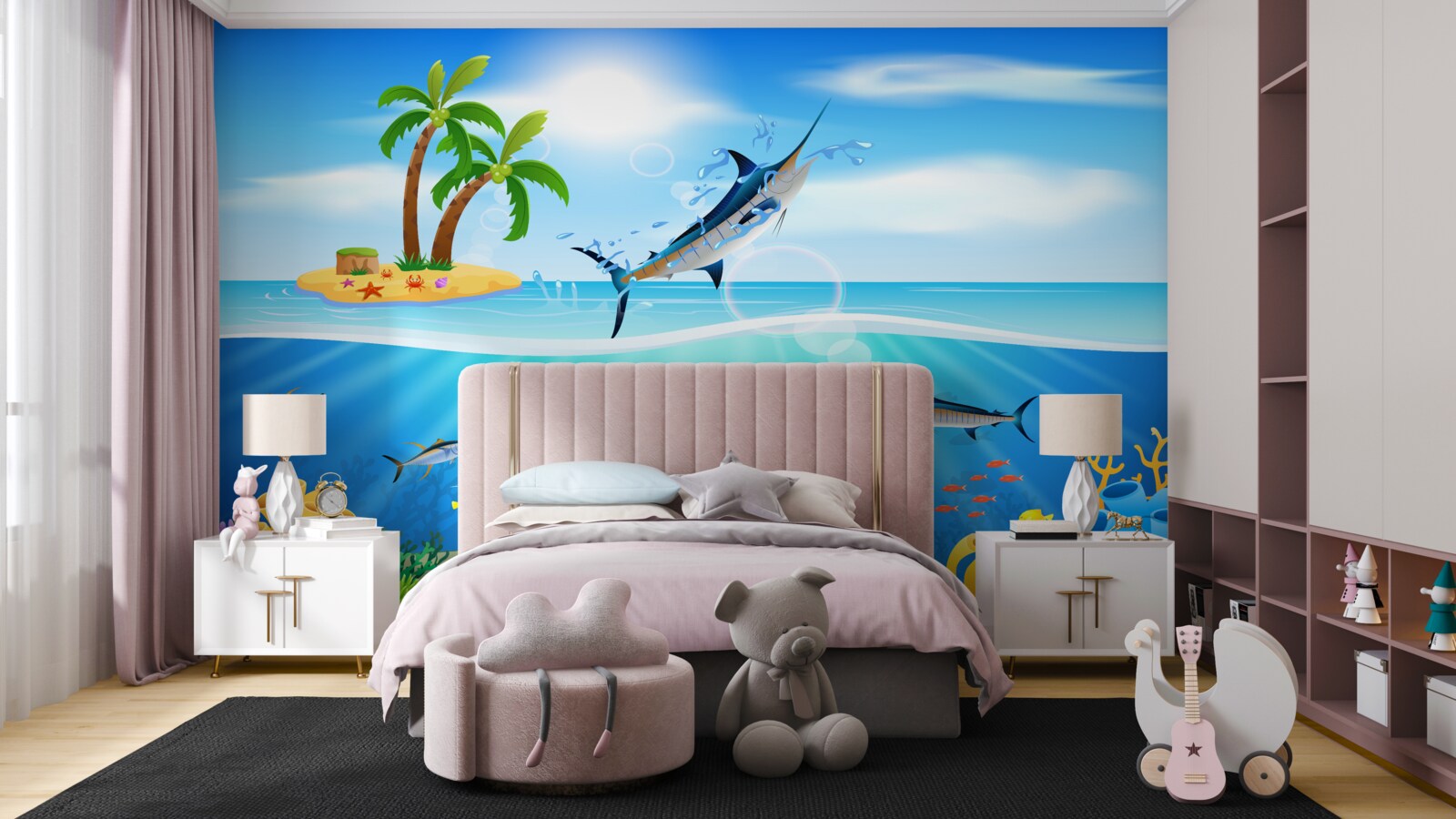 Fototapet un pește prădător sare din mare